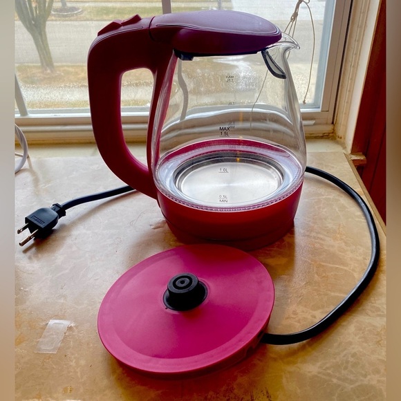 Pink Borosilicate Glass Electric Kettle, 1.5 Liter, EUC - Picture 8 of 14